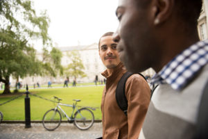 Handsome gay couple on Campus